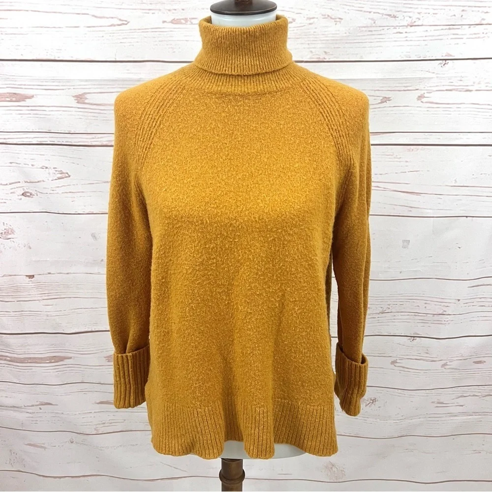 J. Crew Plush Relaxed Fit Warm Fuzzy Mustard Turtleneck Sweater